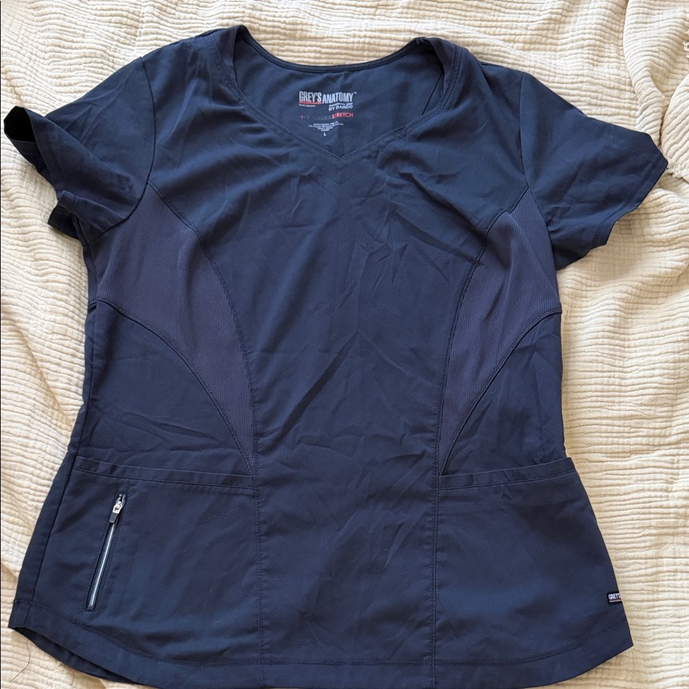 Grey's Anatomy Charcoal Grey Short Sleeve V-Neck Scrub Top